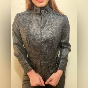 Faux Snake print BlazerJacket brand:E39 by Eric Navy silver shimmer snake print